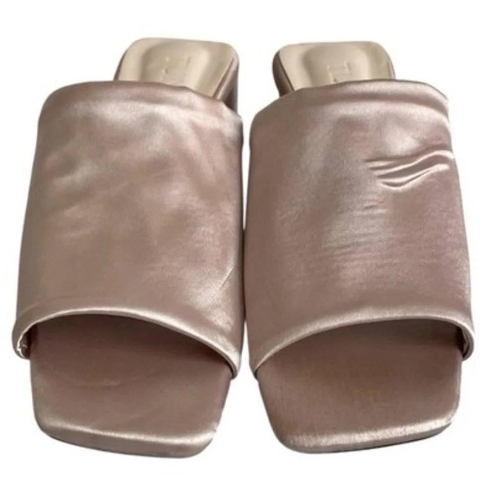 TIJN Katrin Women’s Mule Shoes Dusty Pink Satin Low Heel Slides Size 9